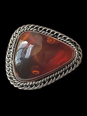 Vintage Baltic Amber Modernist  Brooch Pin